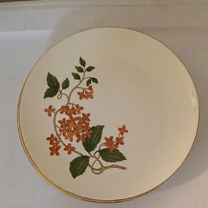Vintage Floral China Dinner Plates with Gold Accent